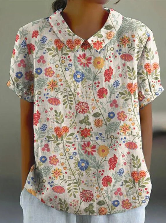 Image of Peggy | Women's Short Sleeve Floral Blouse