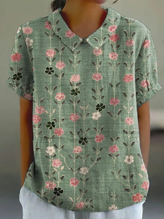 Image of Peggy | Women's Short Sleeve Floral Blouse