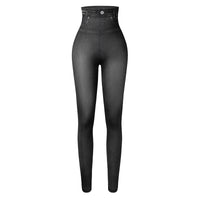 Form-Fitting Denim Print Leggings