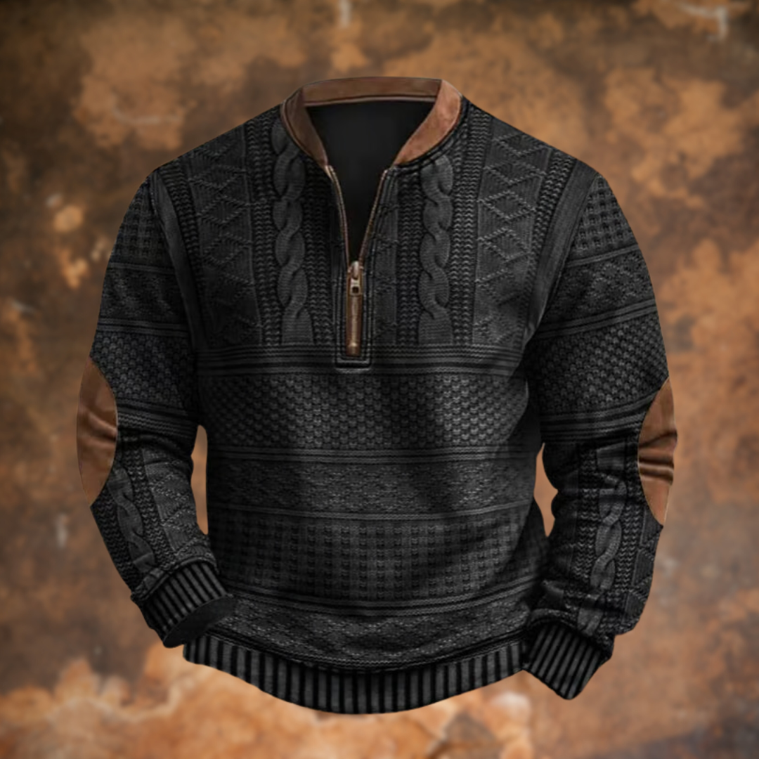 Image of Peter | Men's Quarter Zip Patterned Sweater