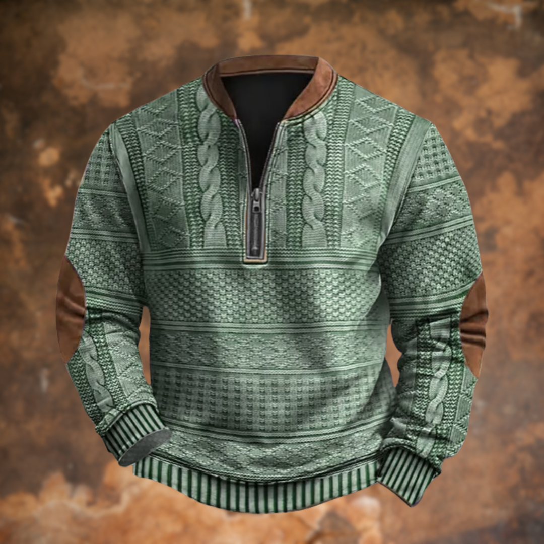 Image of Peter | Men's Quarter Zip Patterned Sweater