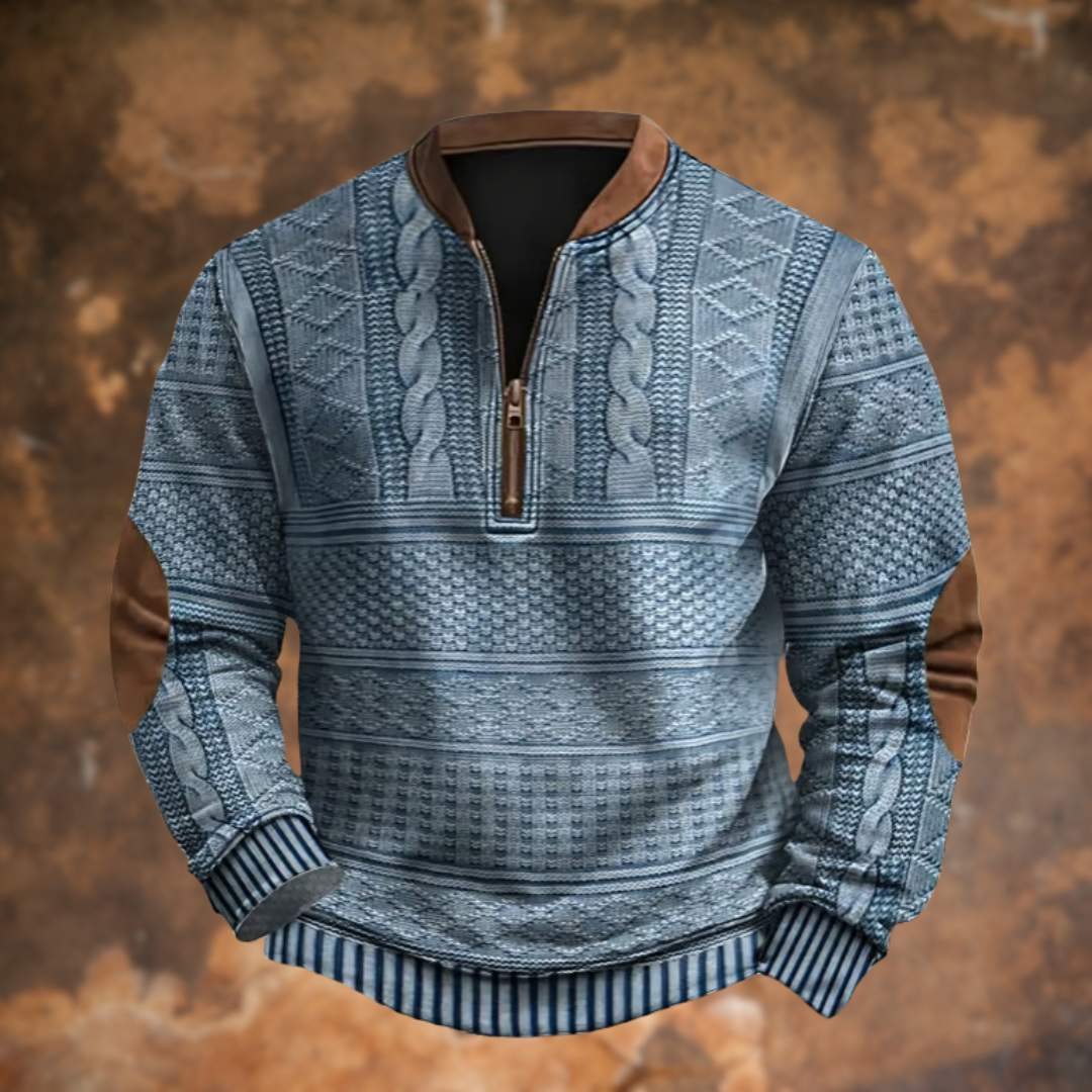 Image of Peter | Men's Quarter Zip Patterned Sweater