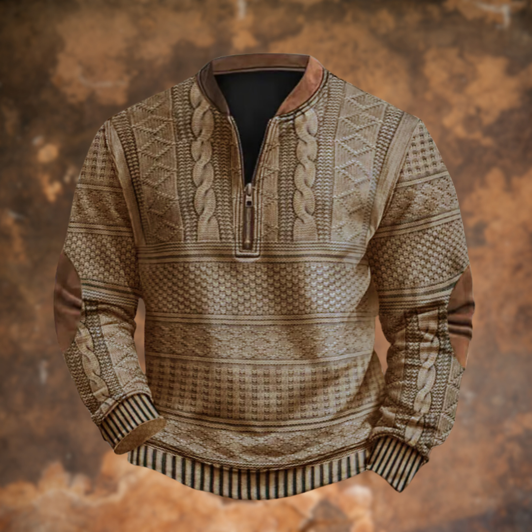 Image of Peter | Men's Quarter Zip Patterned Sweater