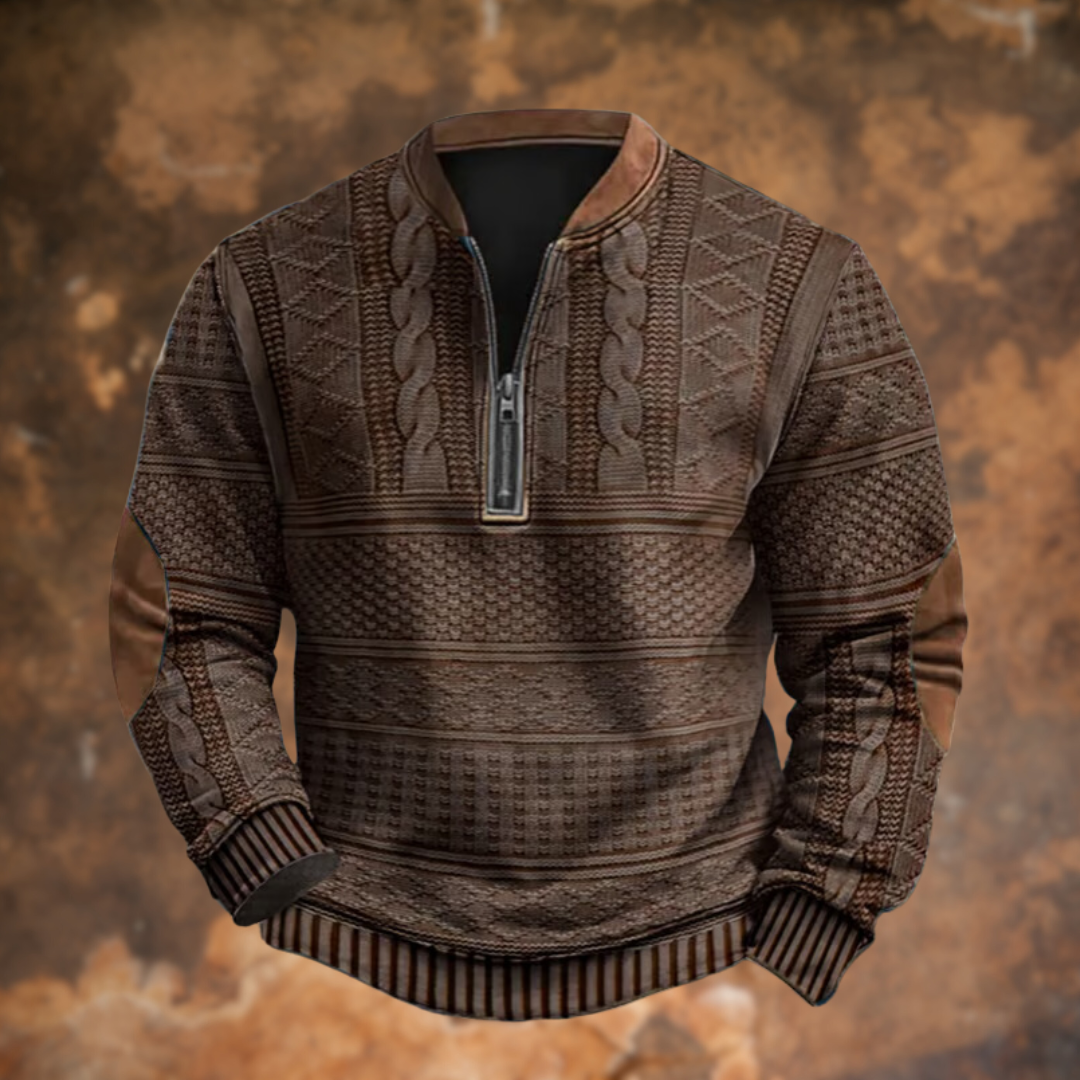 Image of Peter | Men's Quarter Zip Patterned Sweater