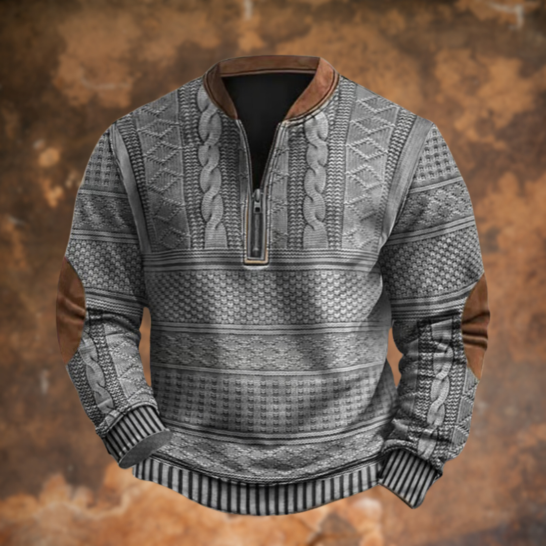 Image of Peter | Men's Quarter Zip Patterned Sweater