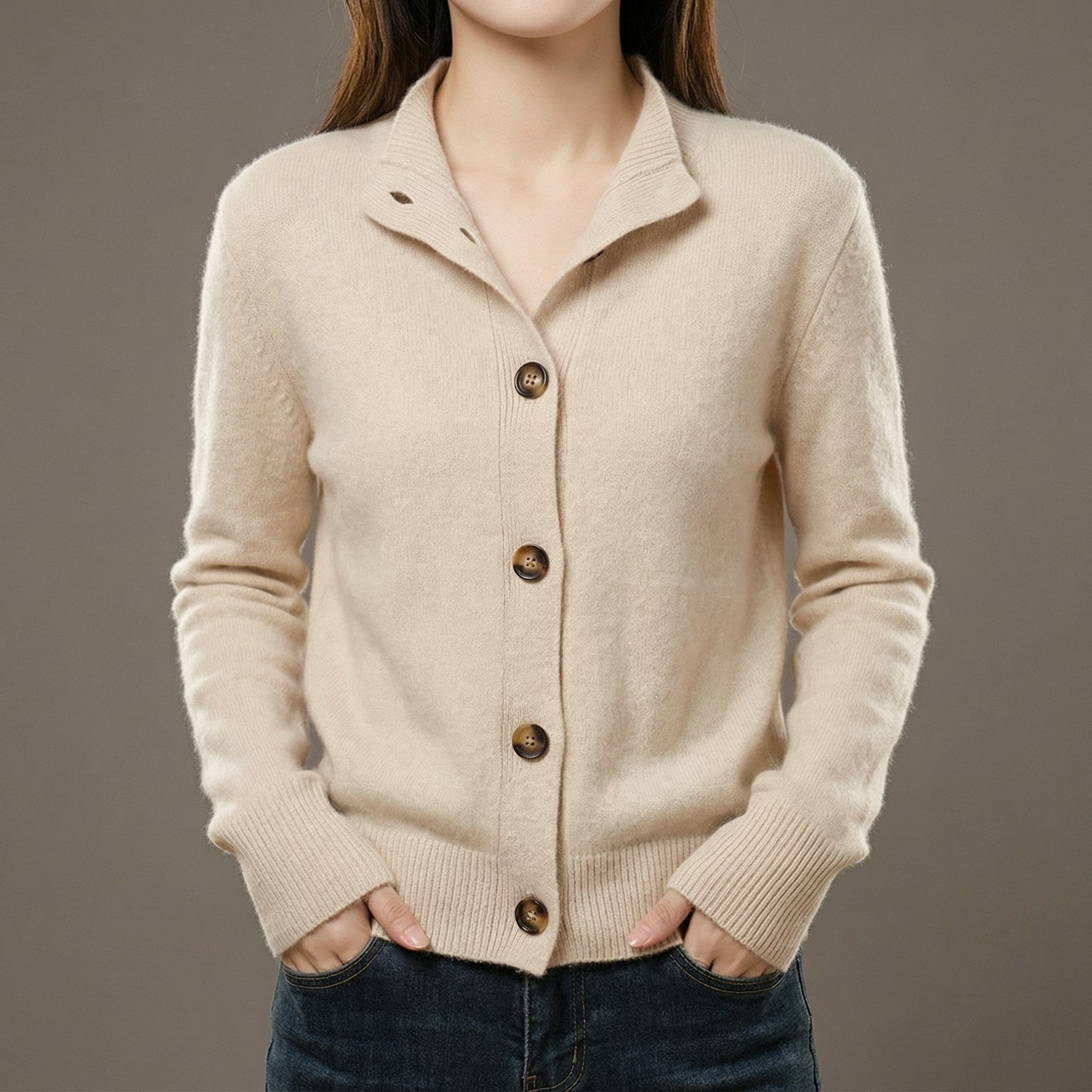 Image of Phoebe | Women's Button-Front Ribbed Knit Cardigan