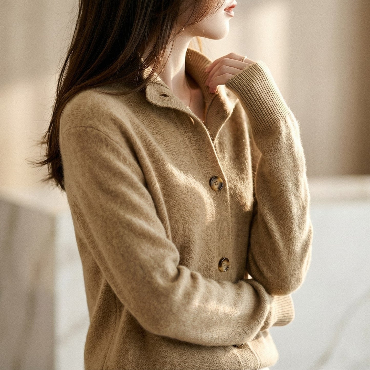 Image of Phoebe | Women's Button-Front Ribbed Knit Cardigan