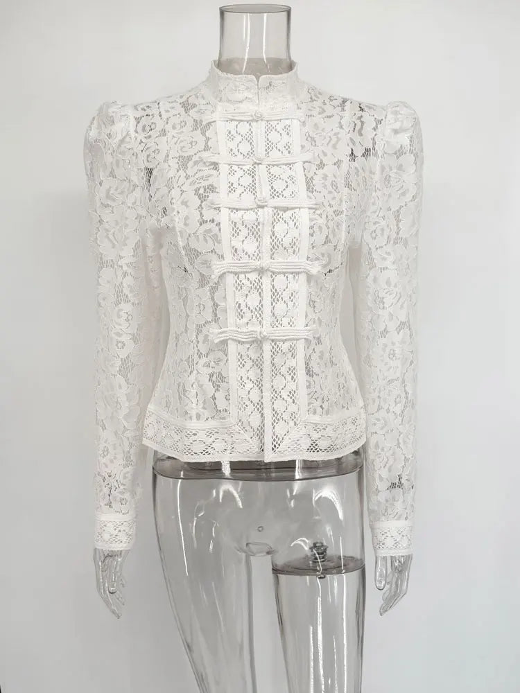 Image of Phyllis | Women's Fitted Lace Blouse