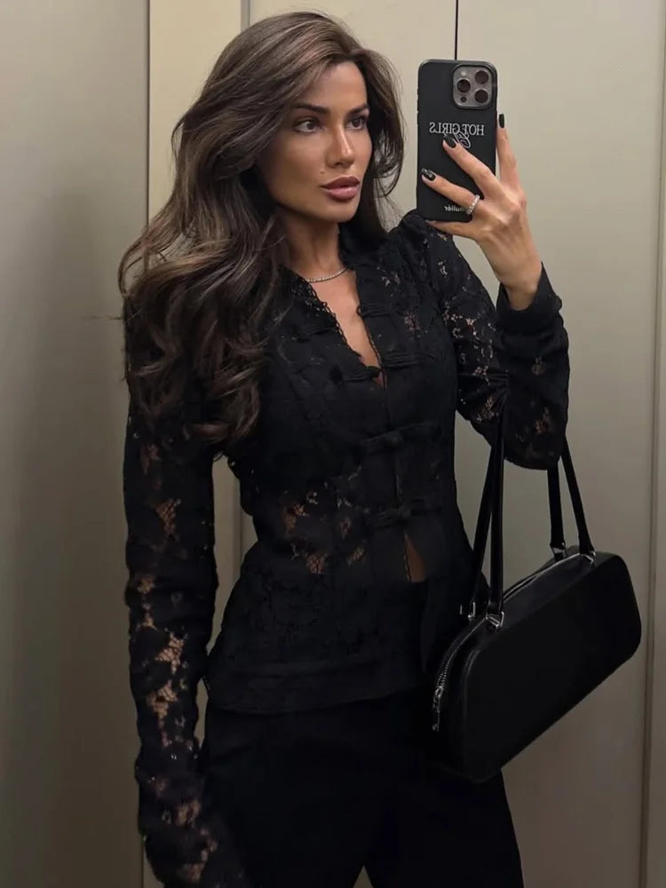 Image of Phyllis | Women's Fitted Lace Blouse