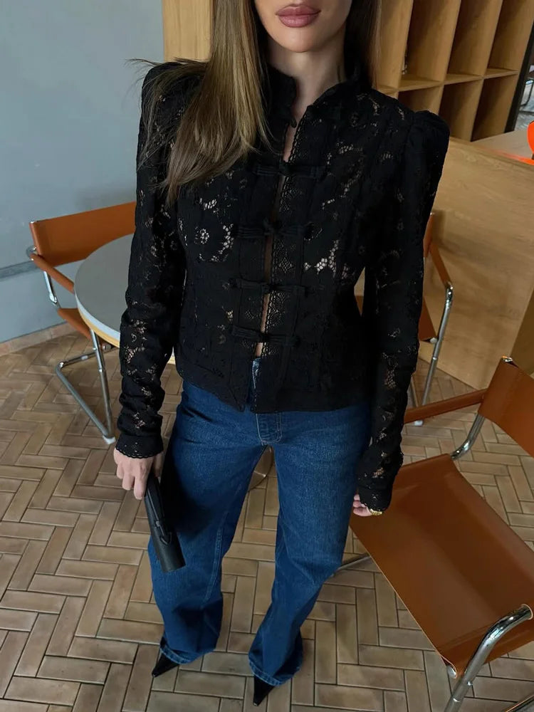 Image of Phyllis | Women's Fitted Lace Blouse