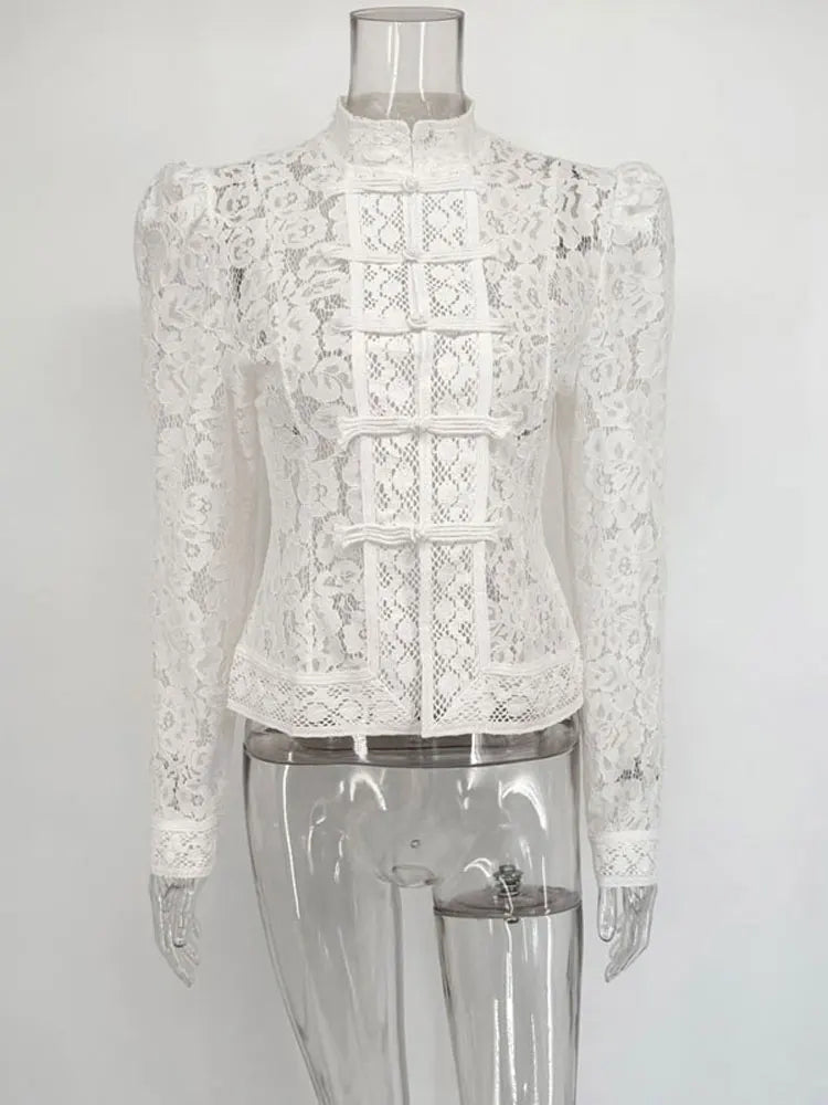 Image of Phyllis | Women's Fitted Lace Blouse