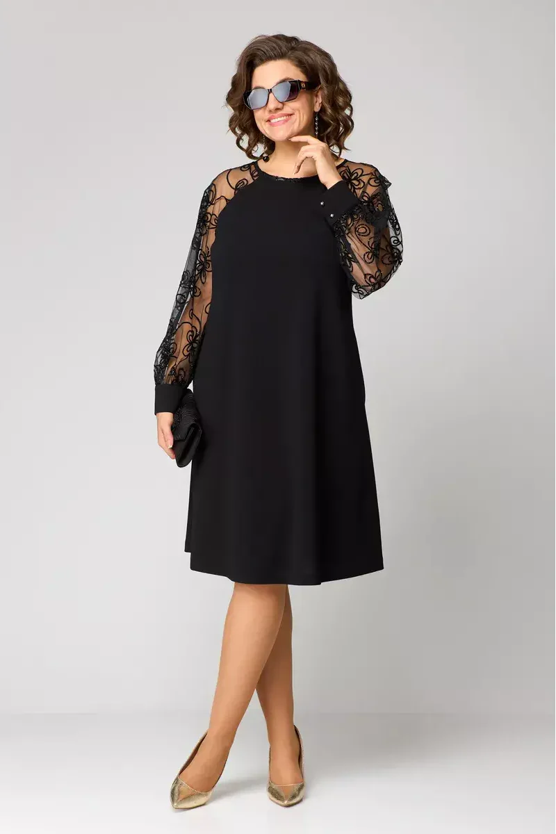 Image of Piper | Women's Sheer Sleeve A-Line Midi Dress