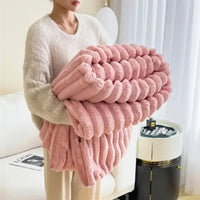 Textured Plush Ribbed Throw Blanket