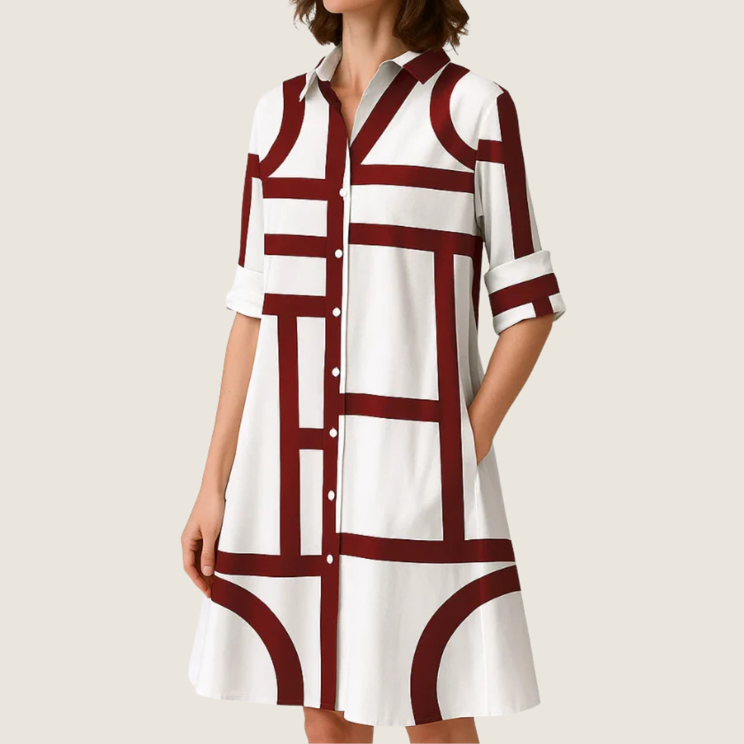 Image of Polly | Women's Button-Down A-Line Midi Dress