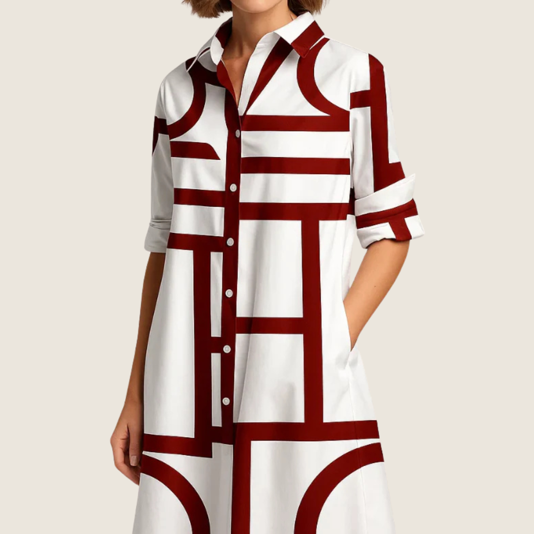 Image of Polly | Women's Button-Down A-Line Midi Dress