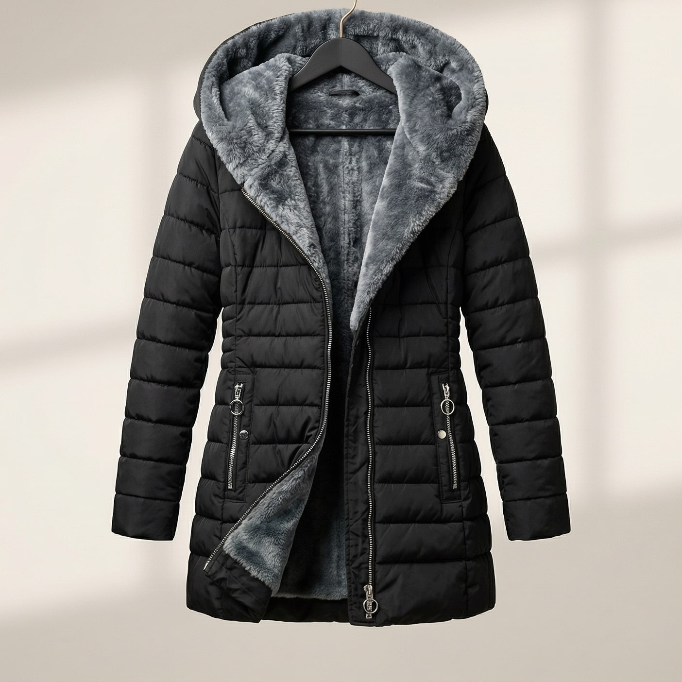 Image of Polly | Women's Hooded Mid-Length Puffer Coat