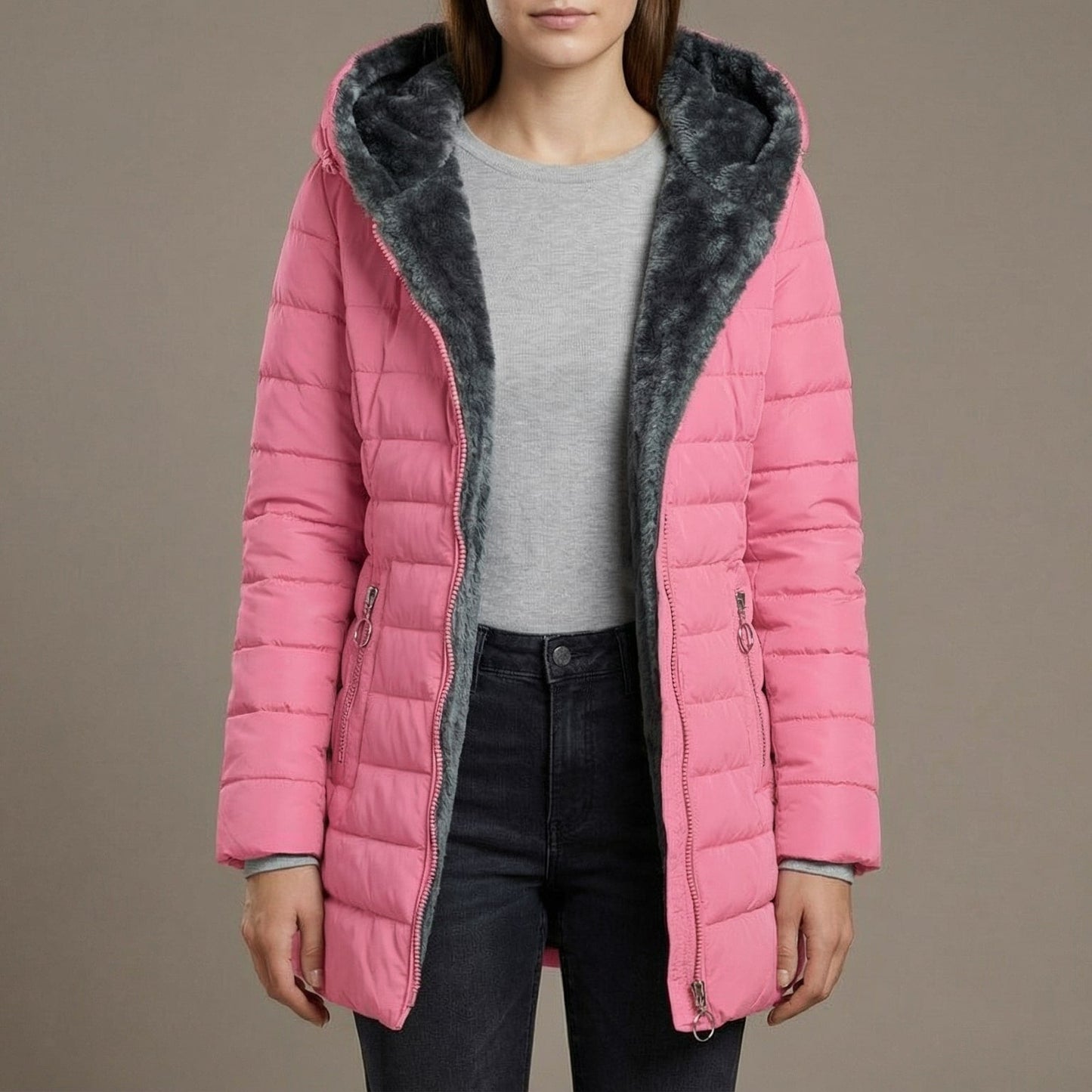 Image of Polly | Women's Hooded Mid-Length Puffer Coat
