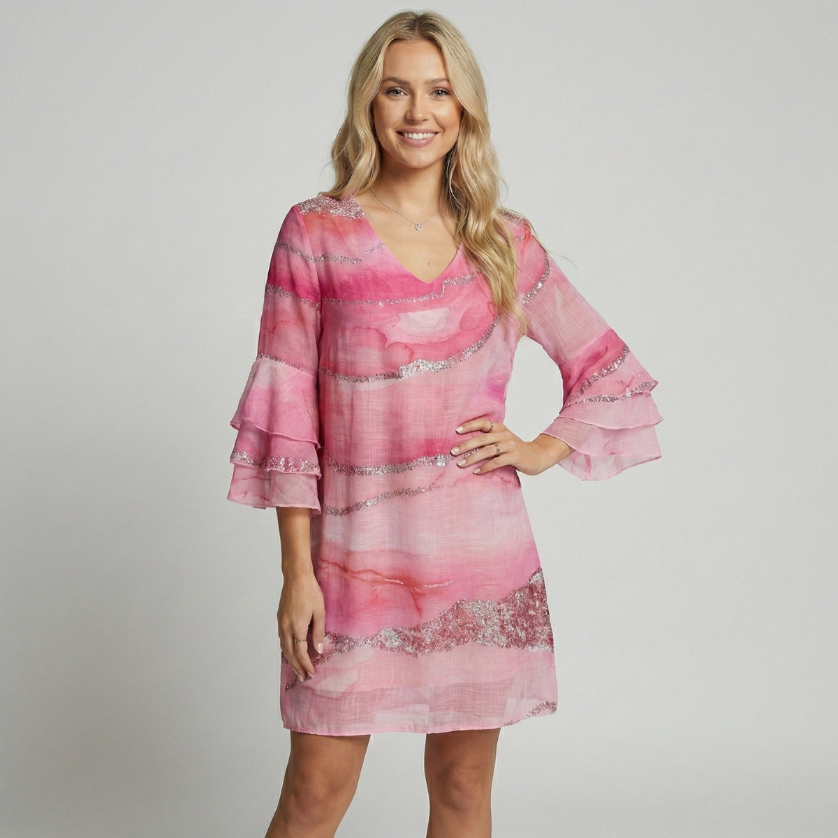 Image of Polly | Women's V-Neck Shift Mini Dress