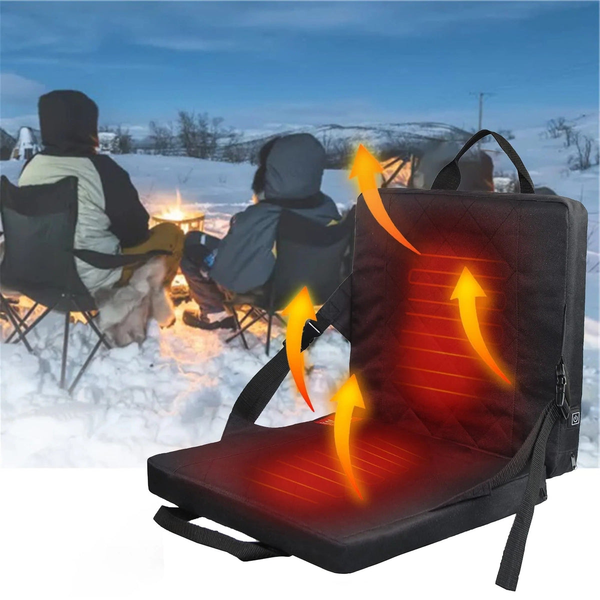 Portable USB-Powered Heated Seat Cushion with Backrest for Car and Camping Chairs