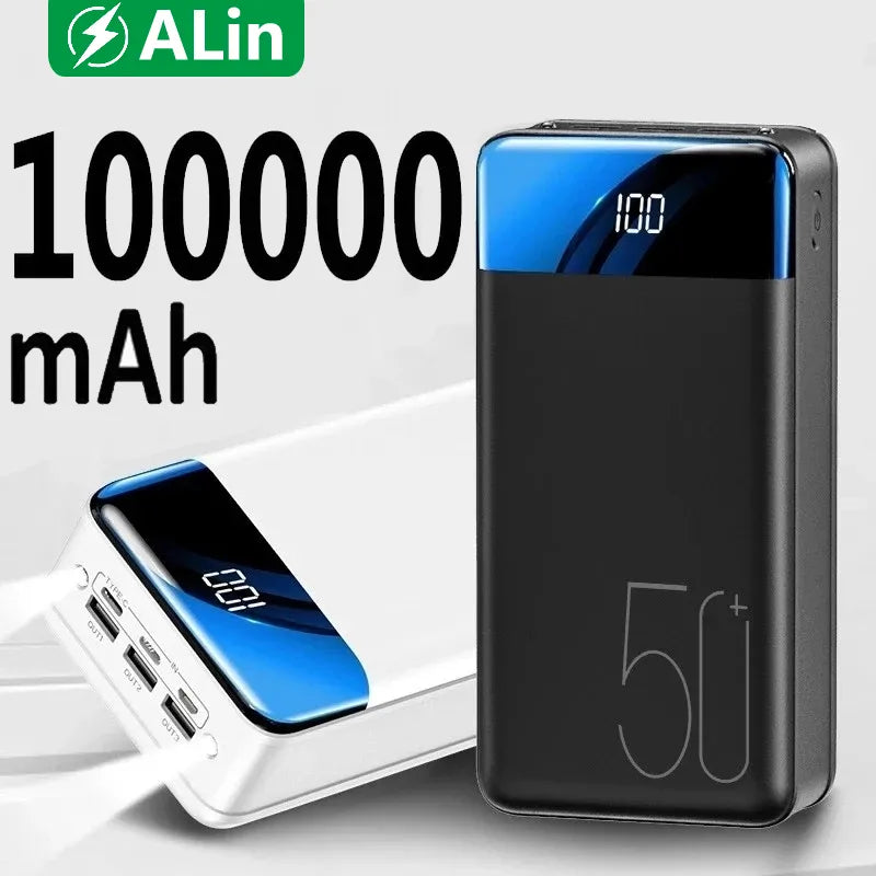 Powerbank 100,000 mAh | Ultra-fast charging | For laptop, tablet & smartphone | Compact & extremely powerful