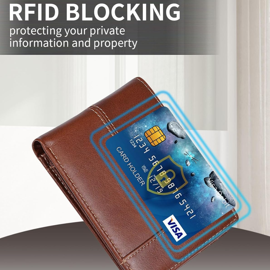 Premium RFID-Blocking Leather Bifold Wallet for Men - SlimArmor