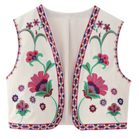 Printed Sleeveless Jacket with Front Opening