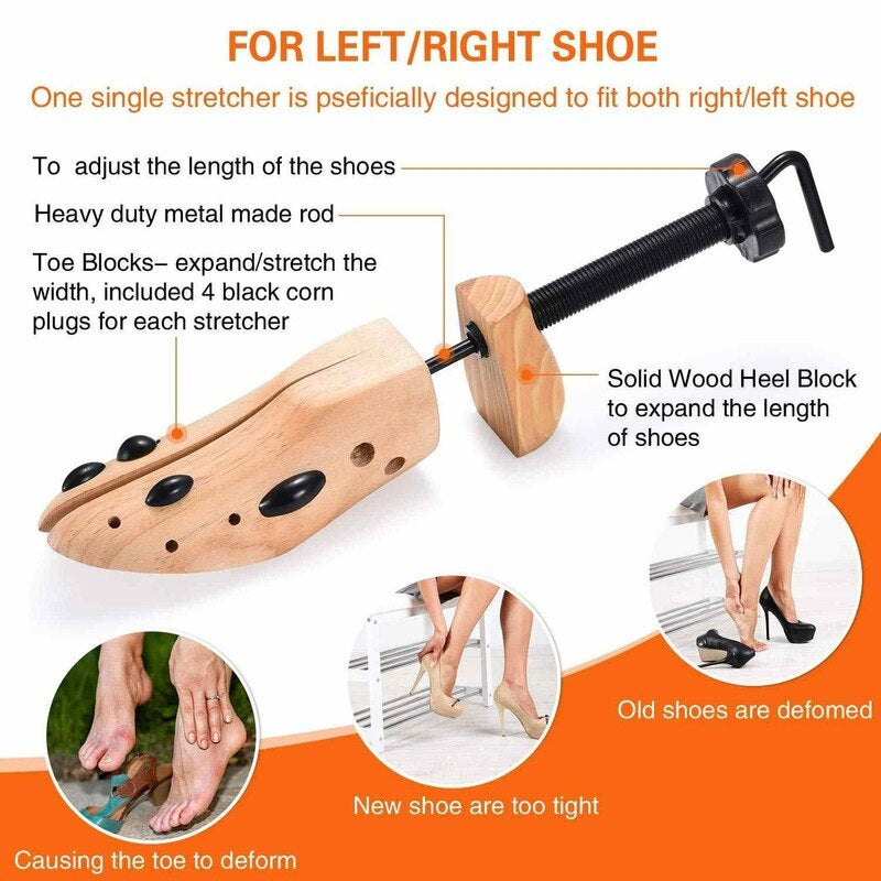 Professional Shoe Stretcher | Expands Length & Width | with Bunion Plugs