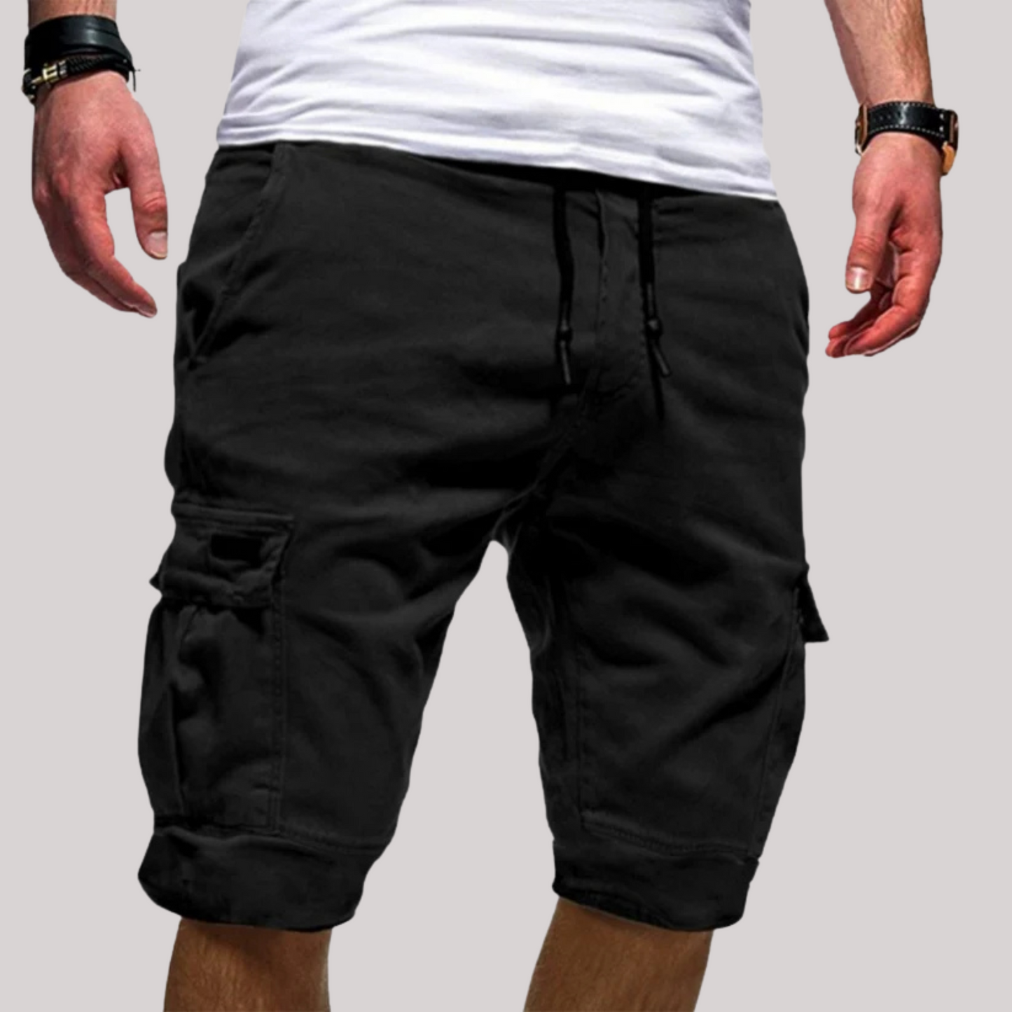 Image of Quincy | Men's Cargo Knee Length Drawstring Shorts