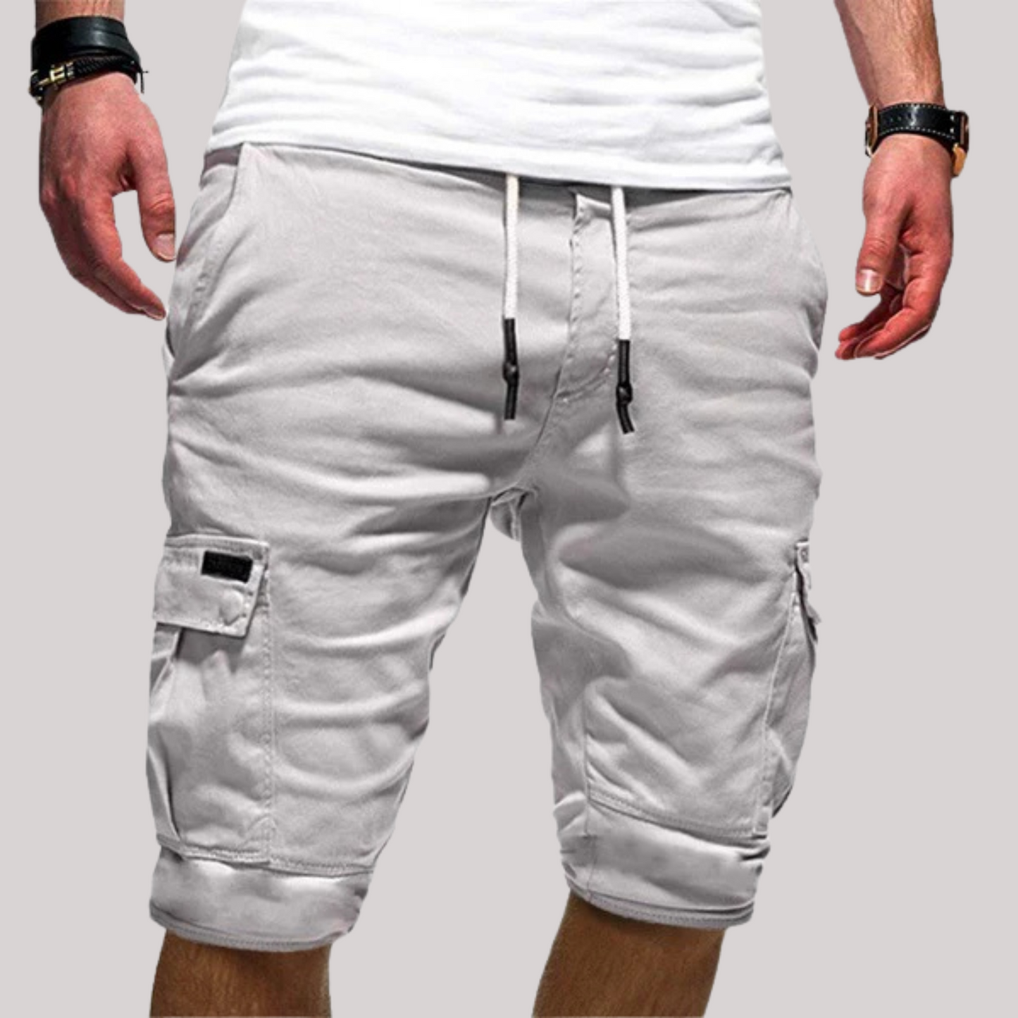 Image of Quincy | Men's Cargo Knee Length Drawstring Shorts