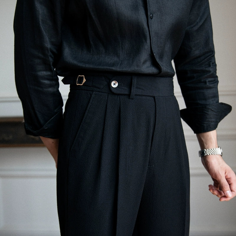 Image of Quincy | Men's Pleated Cropped Dress Pants