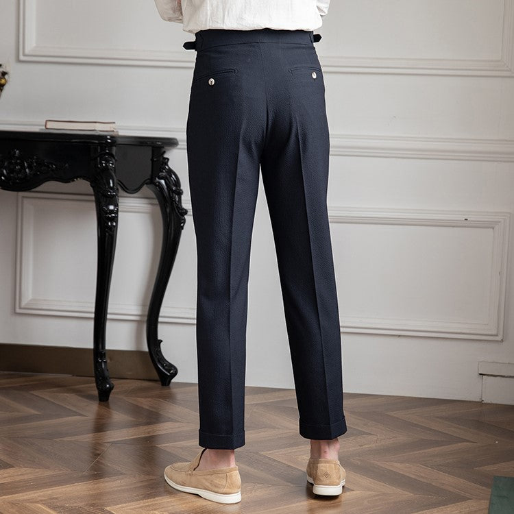 Image of Quincy | Men's Pleated Cropped Dress Pants