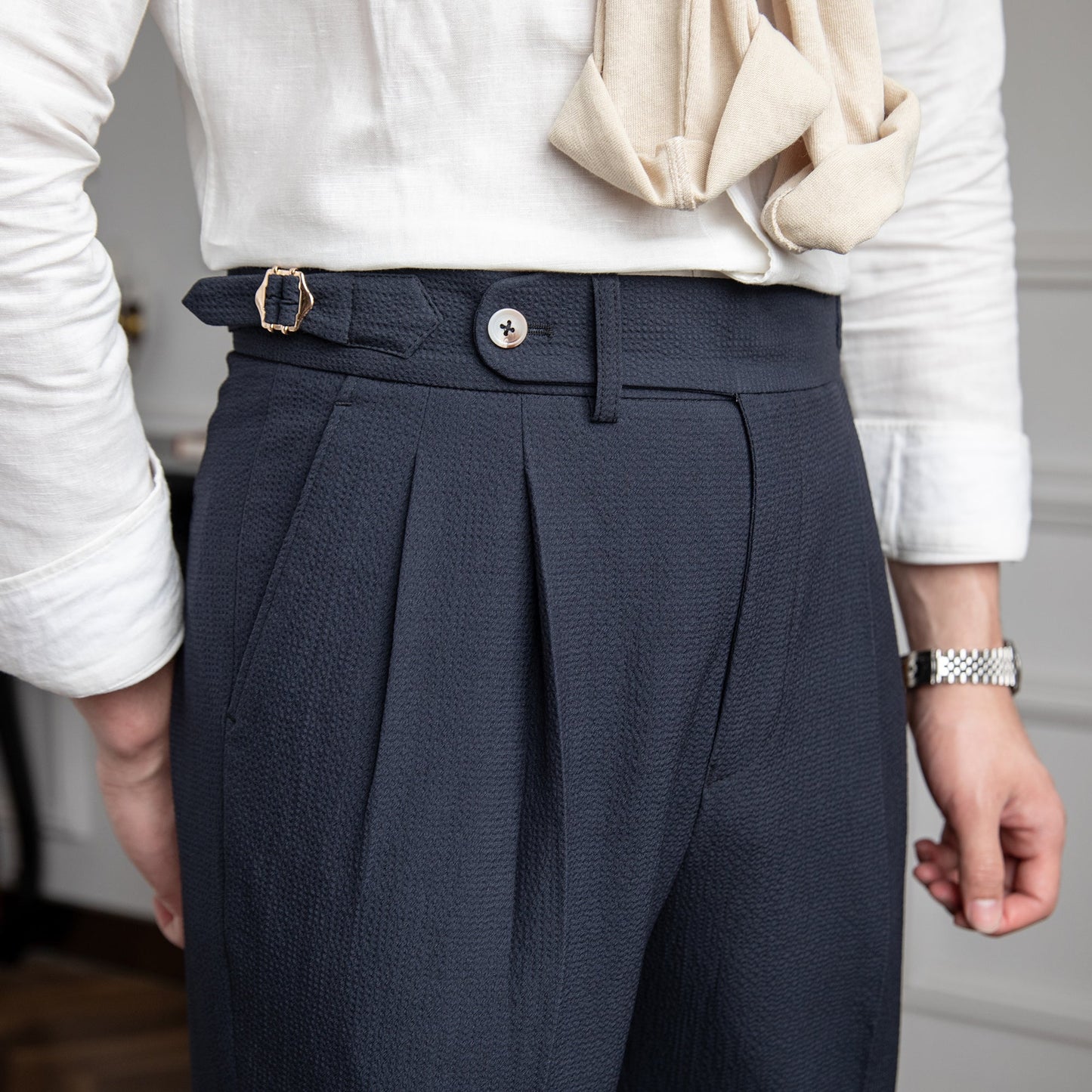 Image of Quincy | Men's Pleated Cropped Dress Pants