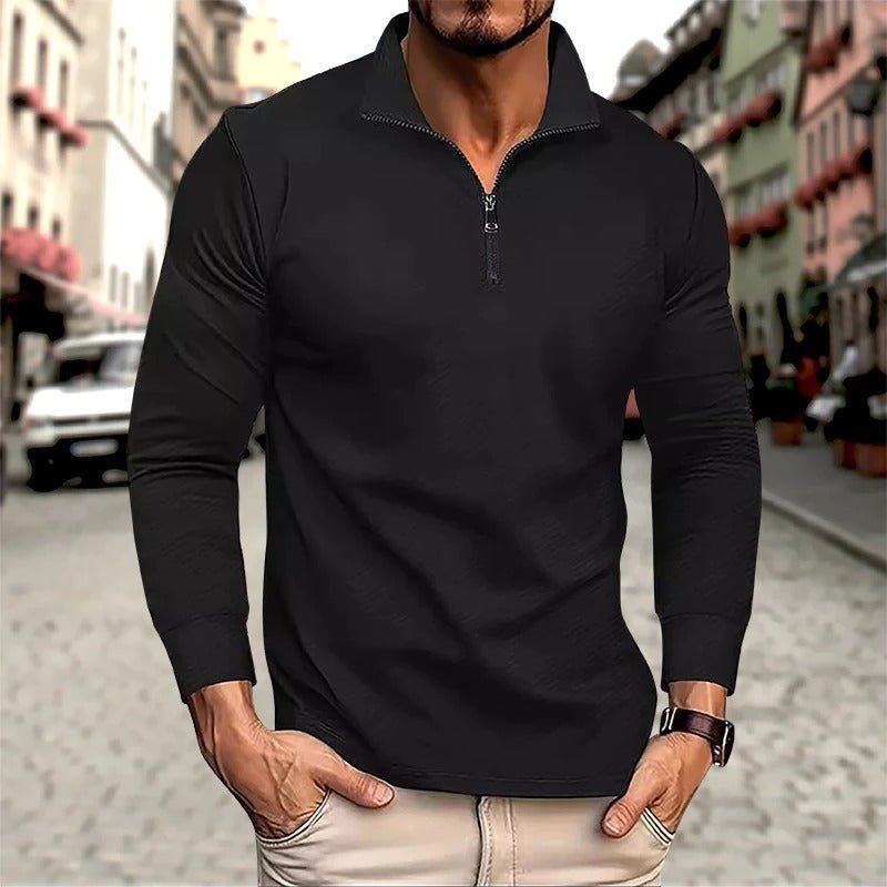 Image of Raphael | Men's Long Sleeve Zip Polo