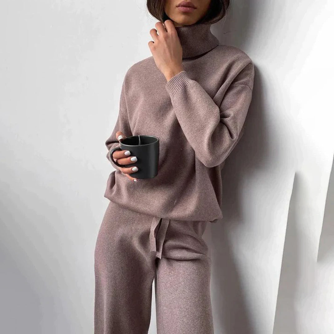 Image of Raven | Women's Turtleneck Relaxed Fit Two-Piece Set