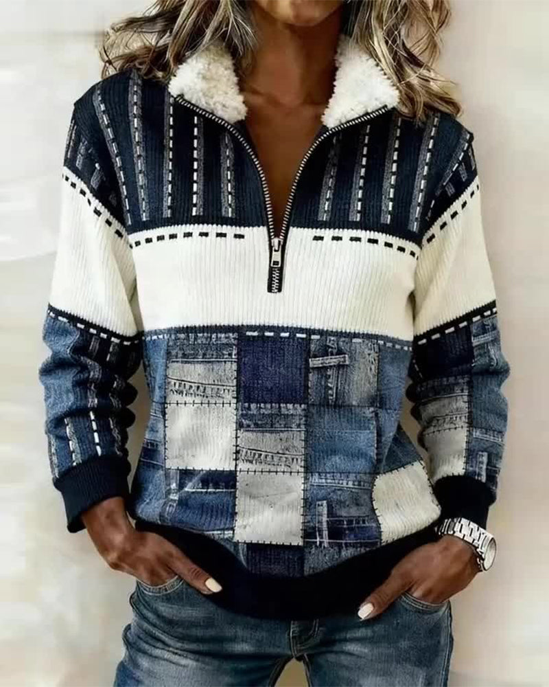 Image of Reagan | Women's Color Block Half Zip Sweater