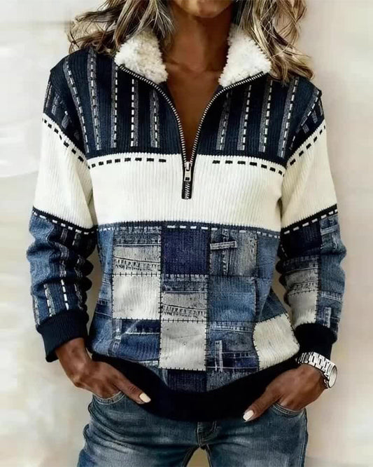 Image of Reagan | Women's Color Block Half Zip Sweater