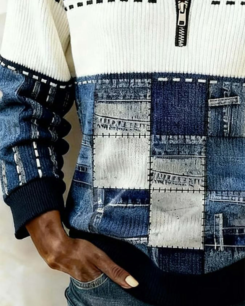 Image of Reagan | Women's Color Block Half Zip Sweater