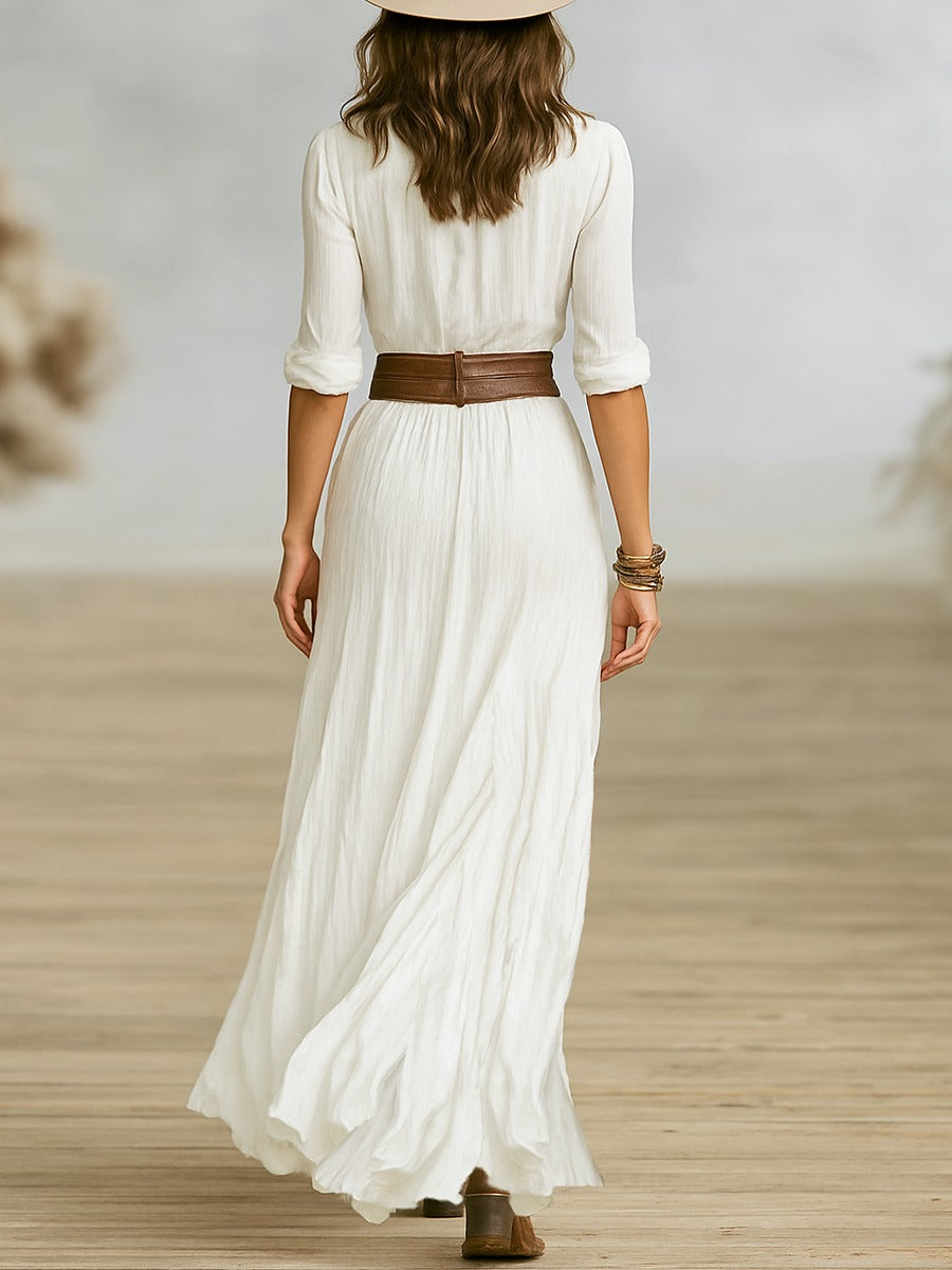 Image of Rebecca | Women's Long Sleeve Button-Down Maxi Dress