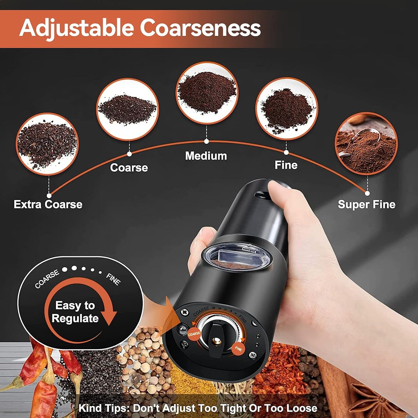 Rechargeable Electric Salt and Pepper Mill Set