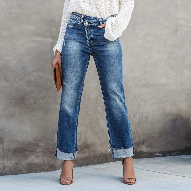 Image of Reese | Women's High-Waisted Cuffed Jeans