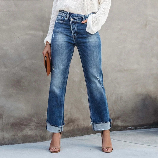 Image of Reese | Women's High-Waisted Cuffed Jeans