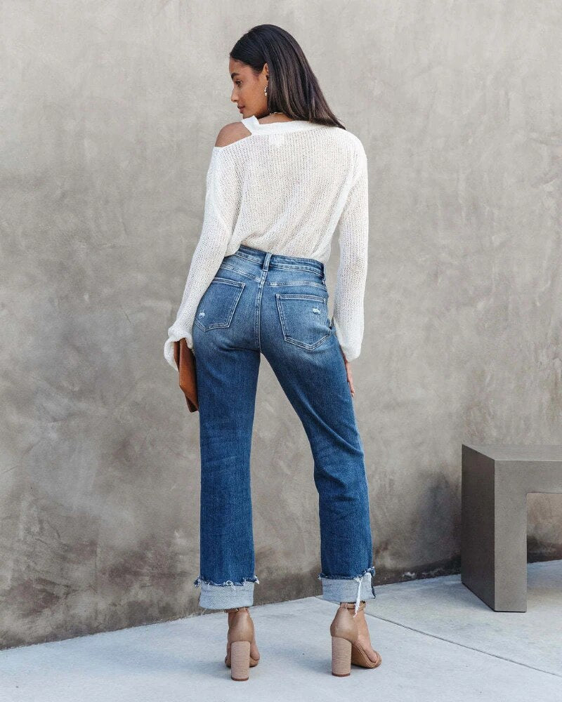 Image of Reese | Women's High-Waisted Cuffed Jeans