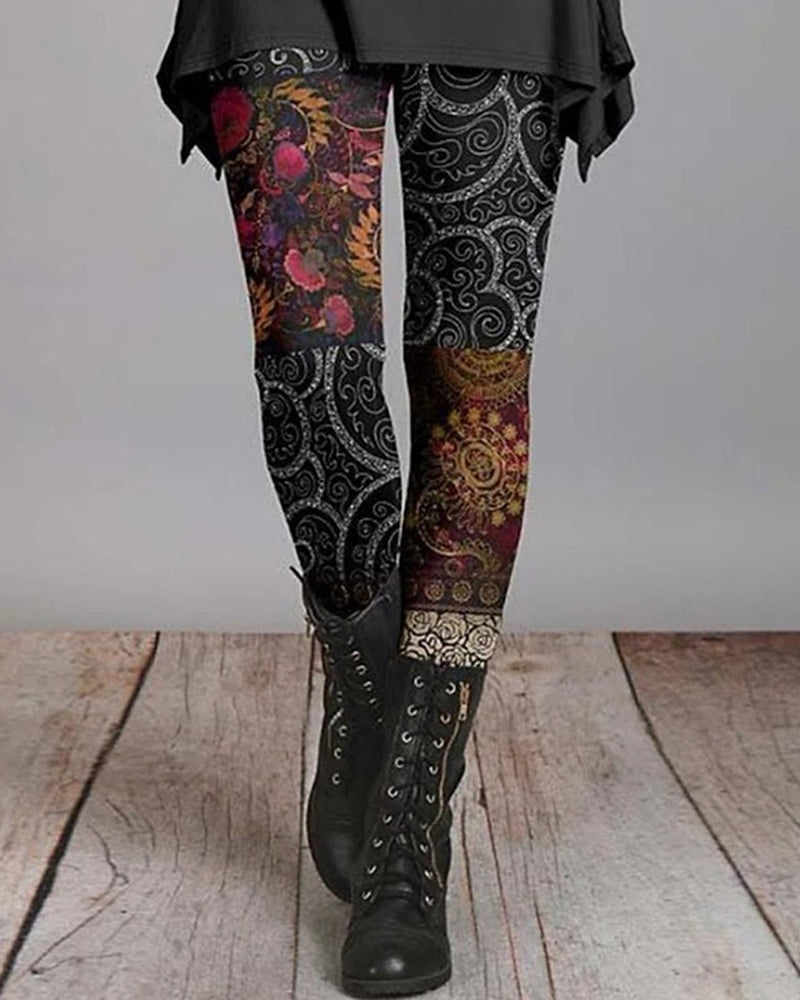 Retro Bohemian Leggings with Ethnic Prints – Ziva