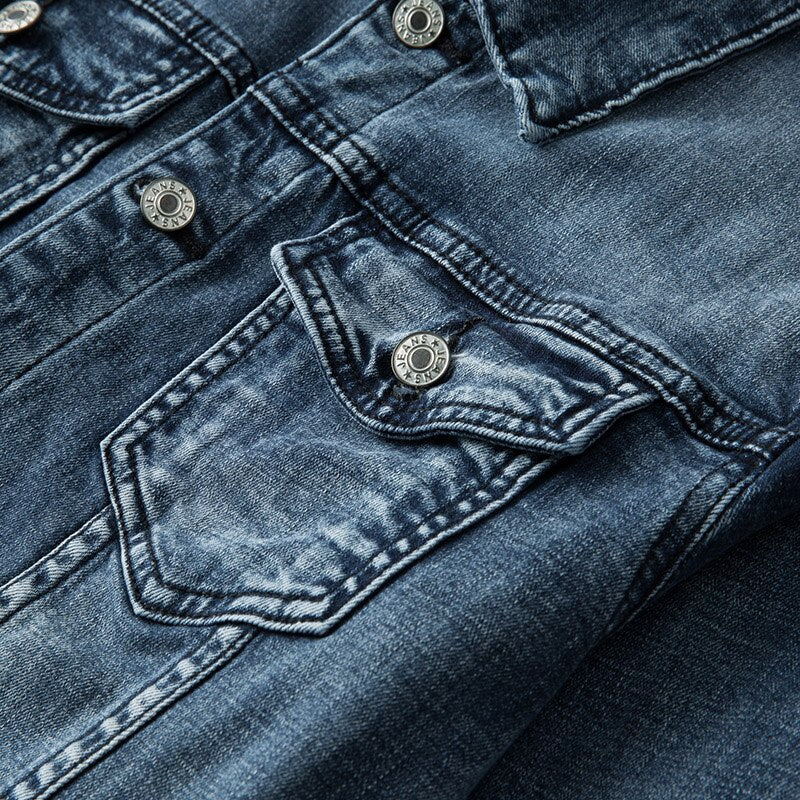 Retro-Inspired Denim Jacket with Button Closure