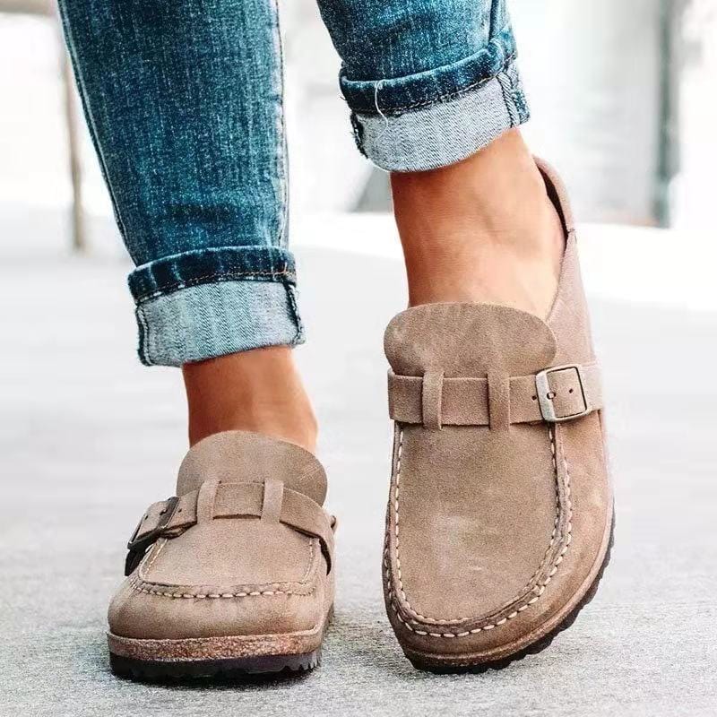 Retro Suede Slip-On Sandals with Orthopedic Comfort - Solenza