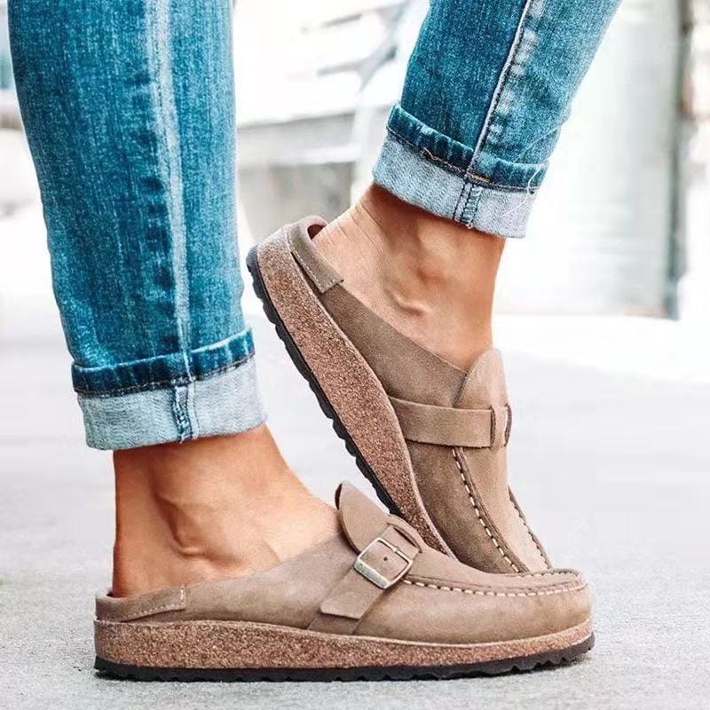 Retro Suede Slip-On Sandals with Orthopedic Comfort - Solenza