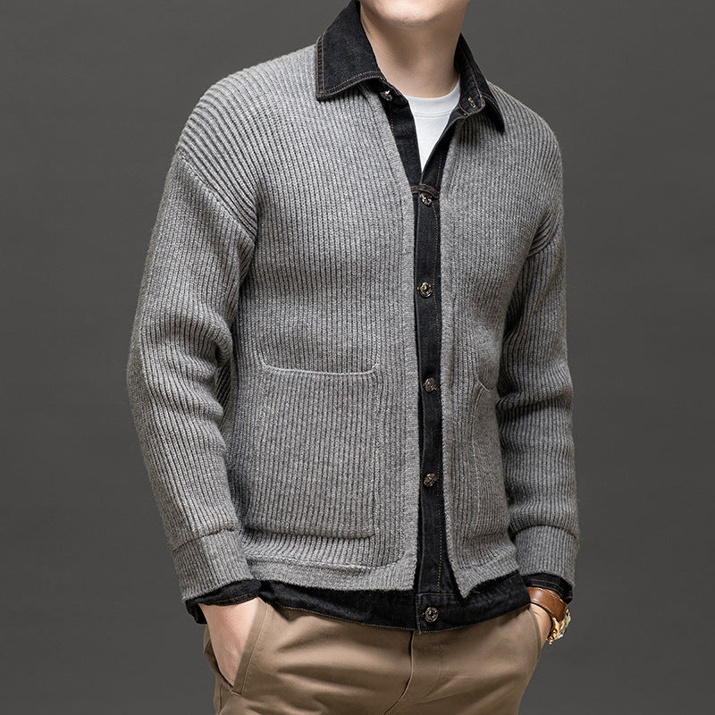 Image of Rex | Men's Button-Down Ribbed Cardigan