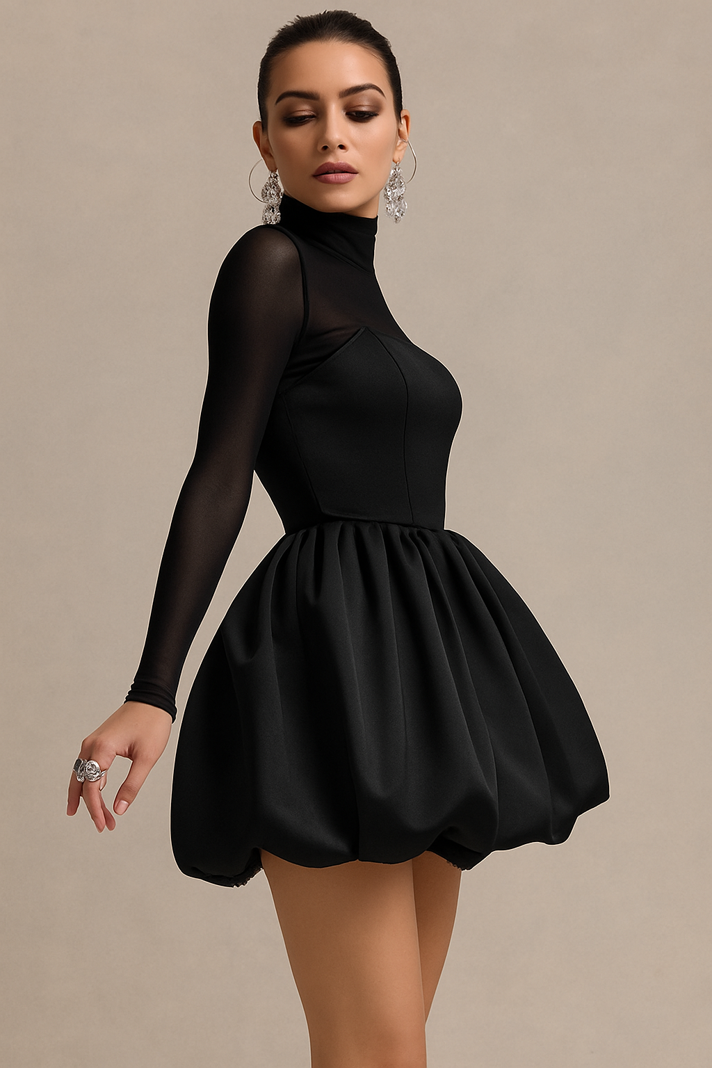 Image of Roberta | Women's Long Sleeve Tulle Mini Dress