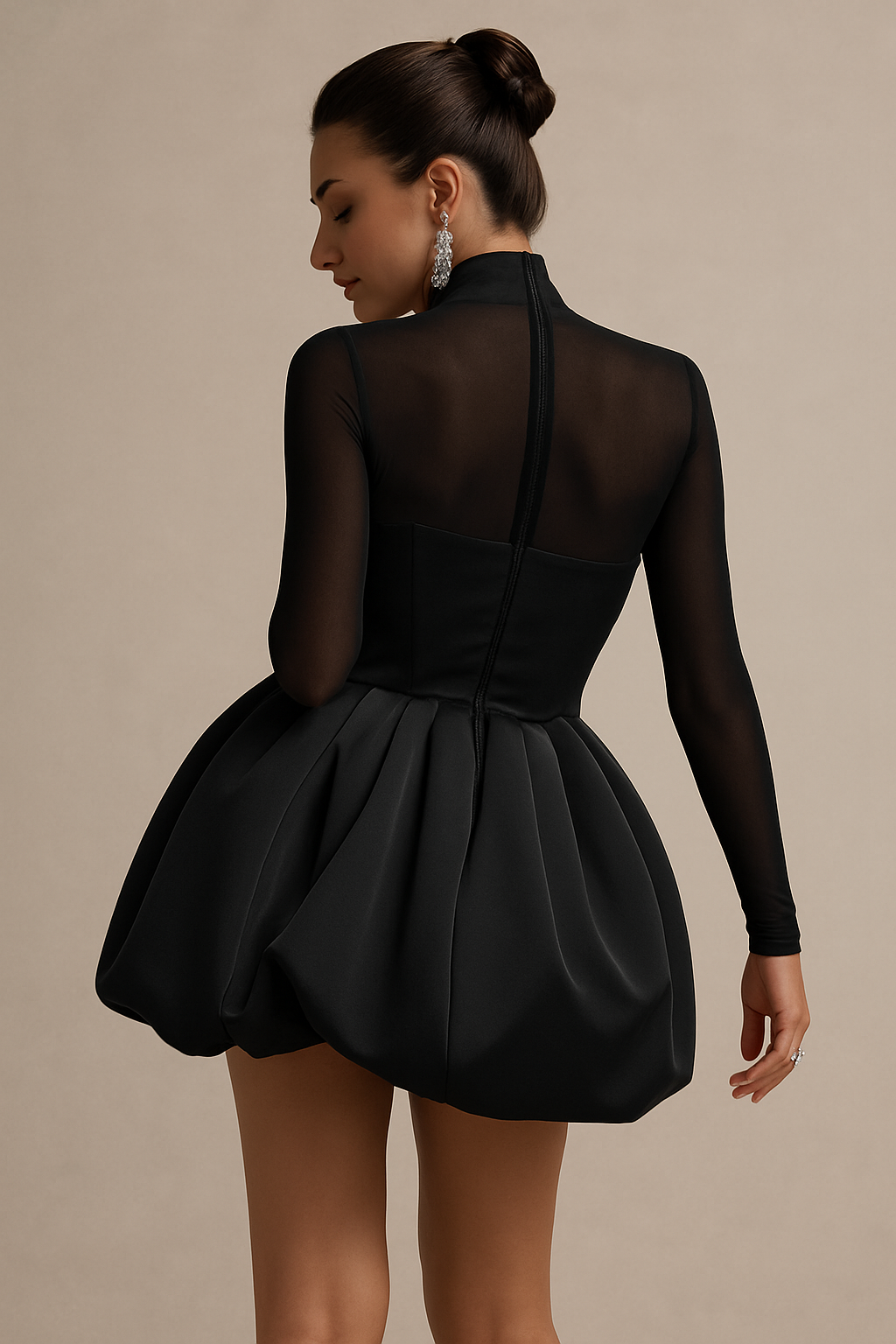 Image of Roberta | Women's Long Sleeve Tulle Mini Dress