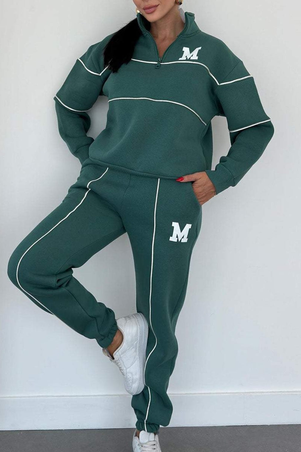 Image of Robin | Women's High-Waisted Contrast Trim Tracksuit